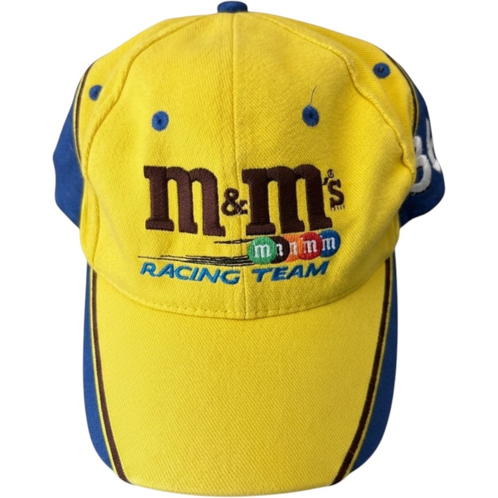 VTG Chase Authentics M&M's NASCAR Racing Hat Cap Ken Schrader 36 Yellow Blue Y2K